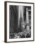 Confetti and Streamers Fly Down from Office Buildings, People Celebrating End of the War in Europe-Andreas Feininger-Framed Photographic Print