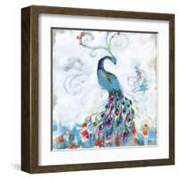 Confetti Peacock I-Jennifer Goldberger-Framed Art Print