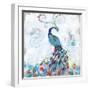 Confetti Peacock I-Jennifer Goldberger-Framed Art Print