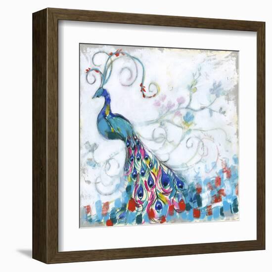 Confetti Peacock II-Jennifer Goldberger-Framed Art Print