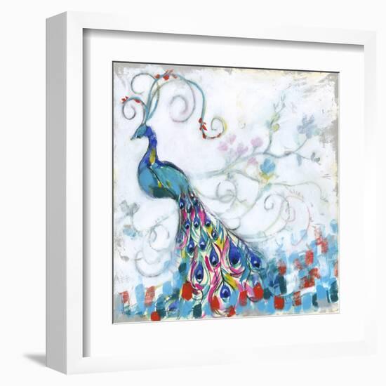Confetti Peacock II-Jennifer Goldberger-Framed Art Print