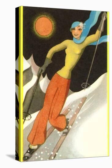 Confident Lady Skier-null-Stretched Canvas