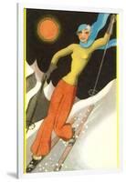 Confident Lady Skier-null-Framed Art Print