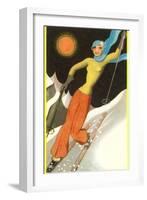 Confident Lady Skier-null-Framed Art Print