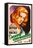 Confidential Agent (aka L'Agente Confidenziale), Lauren Bacall, Italian poster art, 1945-null-Framed Stretched Canvas