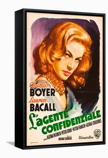 Confidential Agent (aka L'Agente Confidenziale), Lauren Bacall, Italian poster art, 1945-null-Framed Stretched Canvas