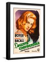 Confidential Agent (aka L'Agente Confidenziale), Lauren Bacall, Italian poster art, 1945-null-Framed Art Print