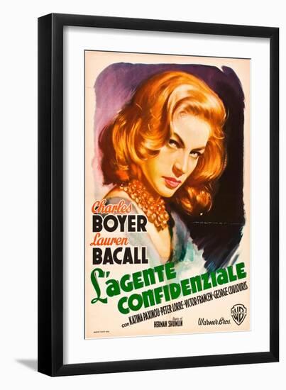 Confidential Agent (aka L'Agente Confidenziale), Lauren Bacall, Italian poster art, 1945-null-Framed Art Print
