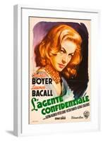 Confidential Agent (aka L'Agente Confidenziale), Lauren Bacall, Italian poster art, 1945-null-Framed Art Print