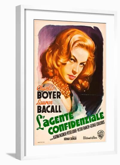 Confidential Agent (aka L'Agente Confidenziale), Lauren Bacall, Italian poster art, 1945-null-Framed Art Print