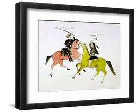 Conflict Between General George Custer (1839-187) and Crazy Horse, Sioux (Dakot) Indian-null-Framed Giclee Print