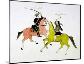 Conflict Between General George Custer (1839-187) and Crazy Horse, Sioux (Dakot) Indian-null-Mounted Giclee Print