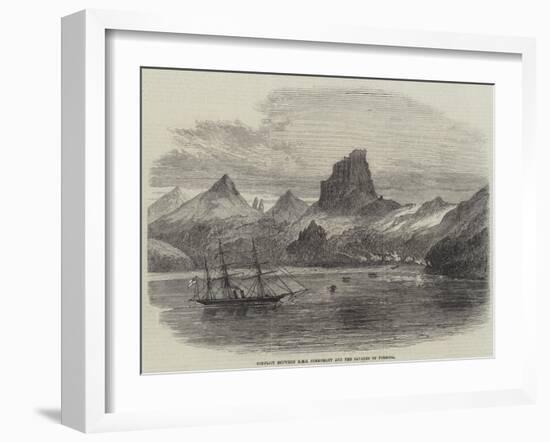 Conflict Between HMS Cormorant and the Savages of Formosa-null-Framed Giclee Print