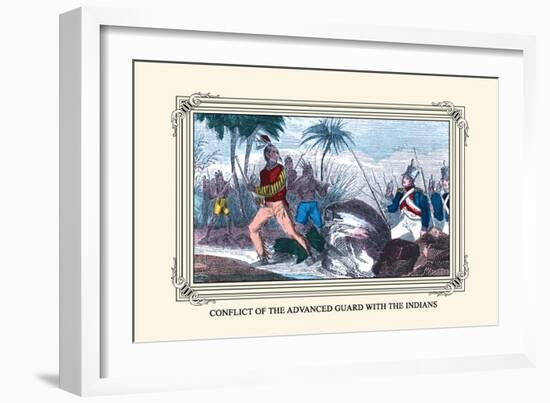 Conflict of the Advanced Guard with the Indians-Devereux-Framed Art Print