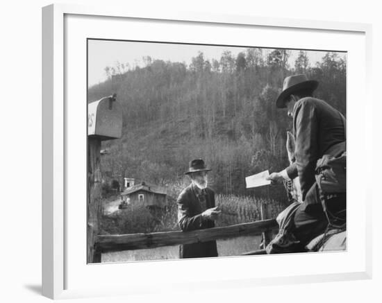 Confluence Mailman Who Delivers His Mail Route on a Mule, in Back Woods, Kentucky-Francis Miller-Framed Photographic Print