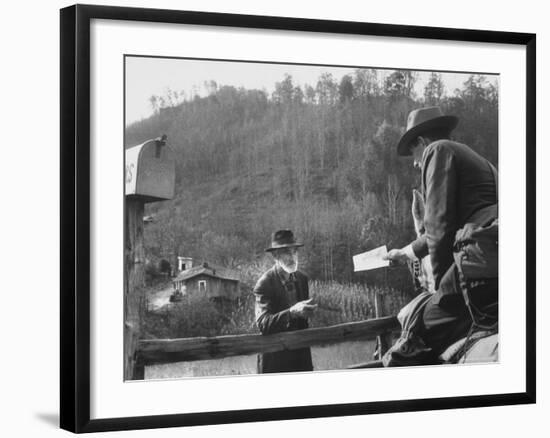 Confluence Mailman Who Delivers His Mail Route on a Mule, in Back Woods, Kentucky-Francis Miller-Framed Photographic Print