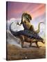 Confronation Between a Neovenator and a Polacanthus Armored Dinosaur-null-Stretched Canvas