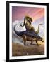 Confronation Between a Neovenator and a Polacanthus Armored Dinosaur-null-Framed Art Print