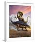 Confronation Between a Neovenator and a Polacanthus Armored Dinosaur-null-Framed Art Print