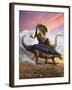 Confronation Between a Neovenator and a Polacanthus Armored Dinosaur-null-Framed Art Print