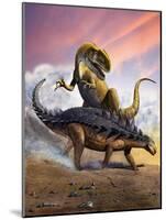 Confronation Between a Neovenator and a Polacanthus Armored Dinosaur-null-Mounted Art Print