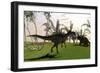 Confrontation Between a Monolophosaurus and a Brown Einiosaurus-null-Framed Art Print