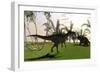 Confrontation Between a Monolophosaurus and a Brown Einiosaurus-null-Framed Art Print