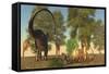 Confrontation Between an Apatosaurus and a Group of Ceratosaurus-Stocktrek Images-Framed Stretched Canvas