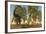 Confrontation Between an Apatosaurus and a Group of Ceratosaurus-Stocktrek Images-Framed Art Print