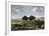 Confrontation Between Bulls in a Buffalo Herd, Great Plains-null-Framed Giclee Print