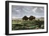 Confrontation Between Bulls in a Buffalo Herd, Great Plains-null-Framed Premium Giclee Print