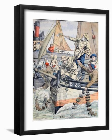 Confrontation Between French and English Fishermen in Channel-null-Framed Giclee Print