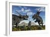 Confrontation Between Male Styracosaurus Dinosaurs-null-Framed Art Print