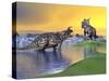 Confrontation Between Two Einiosaurus Dinosaurs-null-Stretched Canvas