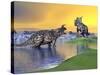 Confrontation Between Two Einiosaurus Dinosaurs-null-Stretched Canvas