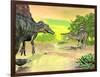 Confrontation Between Two Spinosaurus Dinosaurs-null-Framed Art Print