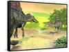 Confrontation Between Two Spinosaurus Dinosaurs-null-Framed Stretched Canvas