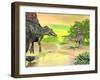 Confrontation Between Two Spinosaurus Dinosaurs-null-Framed Art Print