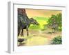 Confrontation Between Two Spinosaurus Dinosaurs-null-Framed Art Print