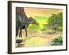 Confrontation Between Two Spinosaurus Dinosaurs-null-Framed Art Print