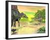 Confrontation Between Two Spinosaurus Dinosaurs-null-Framed Art Print