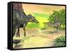 Confrontation Between Two Spinosaurus Dinosaurs-null-Framed Stretched Canvas