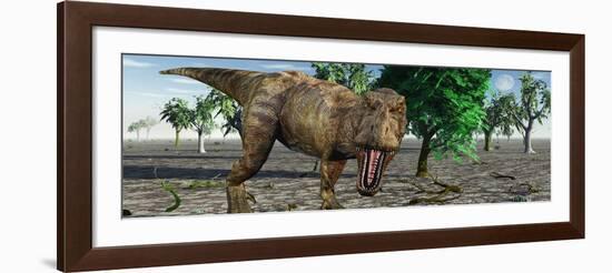 Confrontation with a Carnivorous Tyrannosaurus Rex-Stocktrek Images-Framed Art Print