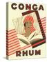 Conga Rhum Brand Rum Label-Lantern Press-Stretched Canvas