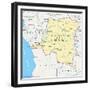 Congo Democratic Republic Political Map-Peter Hermes Furian-Framed Premium Giclee Print