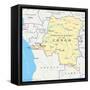 Congo Democratic Republic Political Map-Peter Hermes Furian-Framed Stretched Canvas