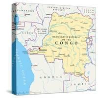 Congo Democratic Republic Political Map-Peter Hermes Furian-Stretched Canvas