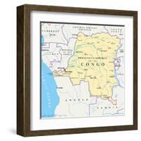 Congo Democratic Republic Political Map-Peter Hermes Furian-Framed Art Print