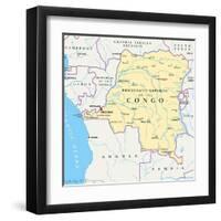 Congo Democratic Republic Political Map-Peter Hermes Furian-Framed Art Print