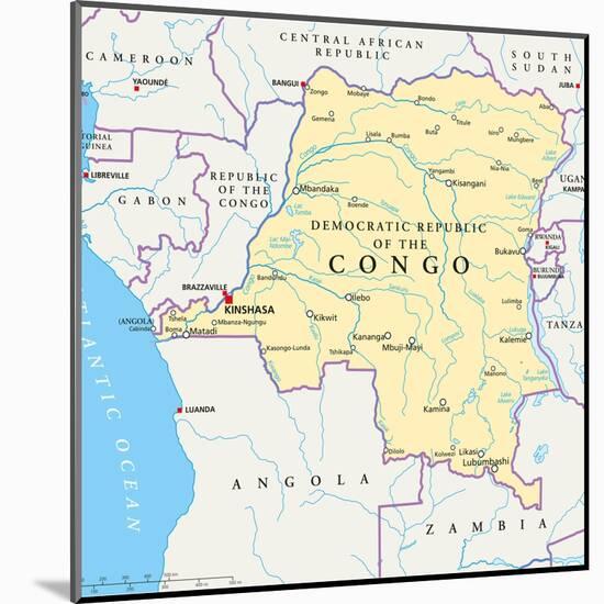 Congo Democratic Republic Political Map-Peter Hermes Furian-Mounted Art Print